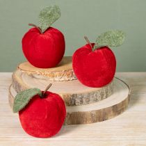 Artikel Deko Apfel Stoff mit Blatt Samt & Filz Rot Ø7,5cm H9cm 9 St