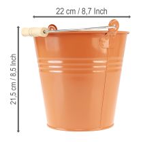 Artikel Deko Eimer Metall Übertopf Orangebraun Ø22cm H21,5cm 6L