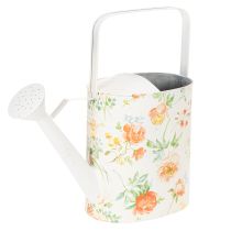 Artikel Vintage Deko Gießkanne Metall mit Rosenmotiv, Sommer Garten Dekoration, Nostalgische Pflanzkanne, H31,5 cm