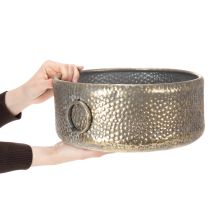 Artikel Deko-Schale Antik Look Metall Übertopf Golden Ø37/31cm 2er-Set