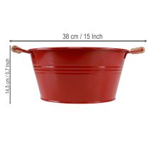 Artikel Deko Schale mit Griffen Metall Blumenschale Rot Ø29cm H14,5cm