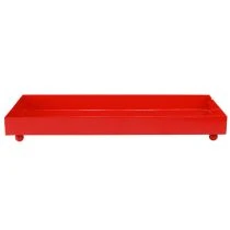 Artikel Deko Tablett rechteckig Rot Metalltablett mit Füßen 30×15cm