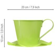 Artikel Deko Teetasse Metall mit Teller Hellgrün Ø12 H10cm 8 St