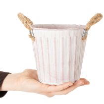 Artikel Deko-Topf, Metalleimer zum Bepflanzen, Pflanzgefäß mit Henkeln, Rosa/Grün/Gelb Shabby Chic Ø15cm H13cm 3er-Set