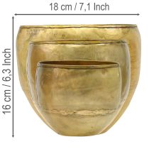 Artikel Deko Vasen Messing-Optik Metallvasen Ø18/15/12,5cm 3er-Set