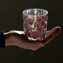 Artikel Deko Windlicht Glasmotiv Tulpendesign für frühlingshafte Wohnakzente 8cm 4St.