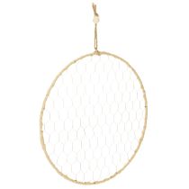 Artikel Dekoring Metall Ø38cm Hängedeko Raffia Silber Natur, Boho Wanddeko, Vielseitig Dekorierbar 4St