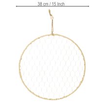 Artikel Dekoring Metall Ø38cm Hängedeko Raffia Silber Natur, Boho Wanddeko, Vielseitig Dekorierbar 4St
