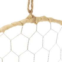 Artikel Dekoring Metall Ø38cm Hängedeko Raffia Silber Natur, Boho Wanddeko, Vielseitig Dekorierbar 4St