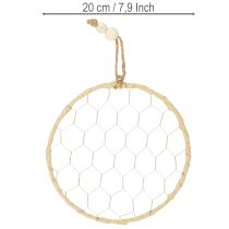 Artikel Dekoring Metall Raffia zum Aufhängen Ø20cm 4St Boho Wanddeko Fensterdekoration
