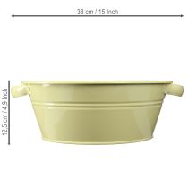 Artikel Dekoschale Metall Grüngelb Blumenschale Griff Ø33,5cm