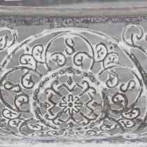 Artikel Dekoschale Metall Muster Grau Oval L36cm/33,5cm 2er-Set