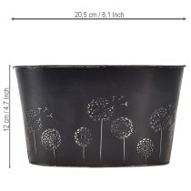 Artikel Dekoschale Metall Oval Schwarz Silber Blumen 20,5×12,5×12cm