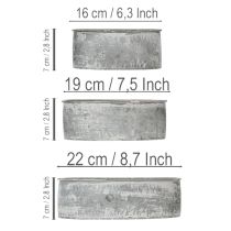 Artikel Dekoschale Metall Steckschale Oval Grau L22,5/19,5/16cm 3er-Set