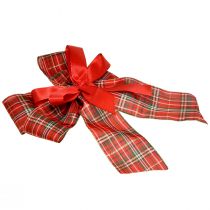 Artikel Dekoschleife Weihnachten Geschenkschleife Outdoor Rot Kariert 6cm breit 20×29cm 2St