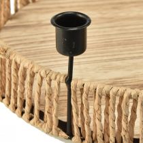 Artikel Dekotablett Holz Natur Metall Kerzenhalter Schwarz Ø30cm