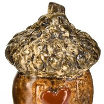 Artikel Keramik Eichel Haus Dekoeicheln mit Herzmotiv Braun 6cm - Herbstliche Tischdeko – 6 St
