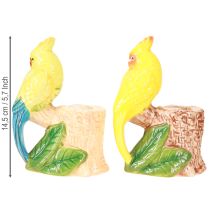 Artikel Exotischer Kerzenhalter Keramik Vögel handbemalt H14,5cm 2 St