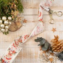 Artikel Geschenkband Bär mit Weihnachtsmütze und Geschenken 40mm 15m