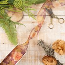 Artikel Geschenkband in Herbstfarben Organzaband mit floralem Muster 40mm 15m
