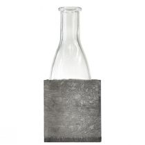Artikel Glasvase im Grauen Holzständer 20cm Rustikale Dekoration mit Glasflasche