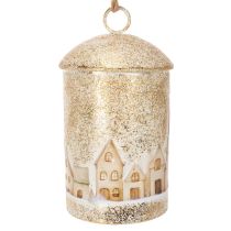 Artikel Glocke mit Winterdorf-Motiv zum Aufhängen 20cm