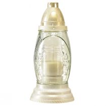 Artikel Grablicht Glas Vase Retro Grablaterne Klar Weiß Gold Ø11cm H26,5cm