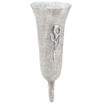 Artikel Grabvase Grau Vase zum Stecken mit Calla Motiv H32,5cm