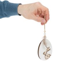 Artikel Hase im Ei Holz Ostereier zum Hängen Weiß Schwarz 10cm 6 St