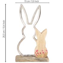 Artikel Hasenmutter mit Kind Hasen Deko Natur Silber 26,5cm