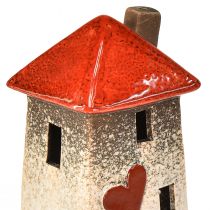 Artikel Liebevolle Keramik-Häuser – Herzdesign, Rot & Natur, 17.5 cm – Romantische Deko für zu Hause 2 St