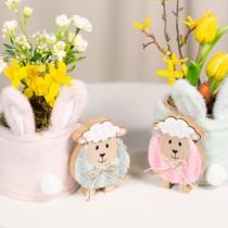Artikel Holz Schaf Dekoration niedliche Dekofigur für Frühling und Ostern Tischdekoration 11cm 6St
