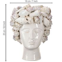 Artikel Keramik-Kopf Vase mit Muscheln – Mediterrane Deko-Büste für Pflanzen & Blumen 25cm