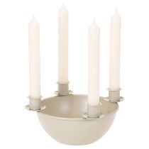 Artikel Kerzenschale mit 4 Haltern Adventskranz modern Beige 15cm