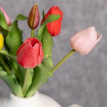 Artikel Kunstblumen Tulpenstrauß bunt realistische Dekoration hochwertig für Zuhause 43cm 7St
