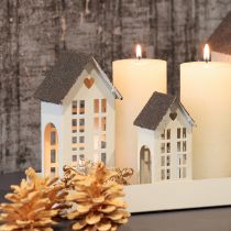 Artikel Lichthaus Set Metall drei Häuser auf Tablett 35cm 1Set