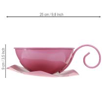 Artikel Metalltasse Ø16cm H9cm Deko Tasse mit Unterteller Pink 2St