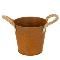 Artikel Metalltopf mit Griffen, Kräutertopf, Rostdeko Ø16,5cm H15cm