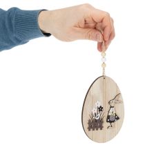 Artikel Ostereier zum Hängen Holz Ei mit Hase Natur Weiß 13cm 6St