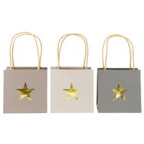 Artikel Papiertüten mit Stern und Henkel Grau Sortiert 12×12×12cm 9St