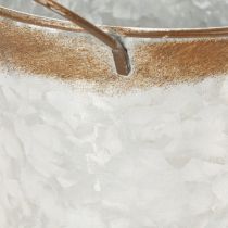 Artikel Pflanzgefäß aus Metall, Blumenschale, Pflanztopf mit Henkeln Silbern, Edelrost Ø18cm H20cm