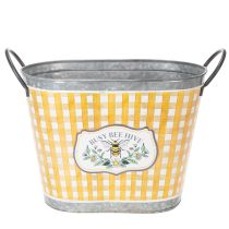 Artikel Pflanzkübel oval Biene kariert Sommerdeko Übertopf 38×24×29cm