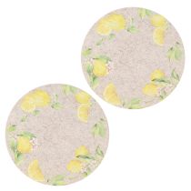 Artikel Platzdeckchen Rund Grau Filz Sommer Zitrone 31cm 2 St