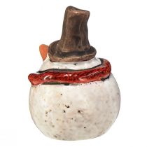 Artikel Keramik Schneemann Figur, Weiß, 6,9cm – Winterliche Weihnachtsdeko – 6 St