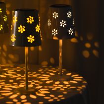 Artikel Solar Tischlampe LED mit Blumen Design Stimmungsvolle Beleuchtung für draußen 28cm