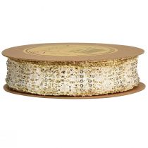Artikel Spitzenband Weiß mit Gold-Akzenten Dekoband Spitze 25mm 15m