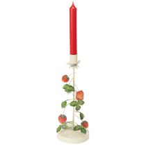 Artikel Stabkerzenhalter Metall Erdbeer Deko Creme Rund H26cm
