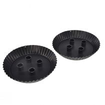 Artikel Stabkerzenhalter aus Metall in Kuchenform – Schwarz, Ø 24 cm – Elegante Tischdeko für 4 Kerzen – 2St