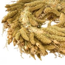 Artikel Deko Trockenkranz Kardendisteln und Hirse in Gelb-Olivgrün, Natürlich Landhaus Ø28cm, Vielseitige Wand- und Tischdeko