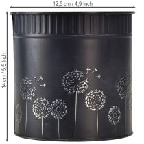 Artikel Übertopf Pusteblumen Blumentopf Schwarz Ø12,5cm H14cm